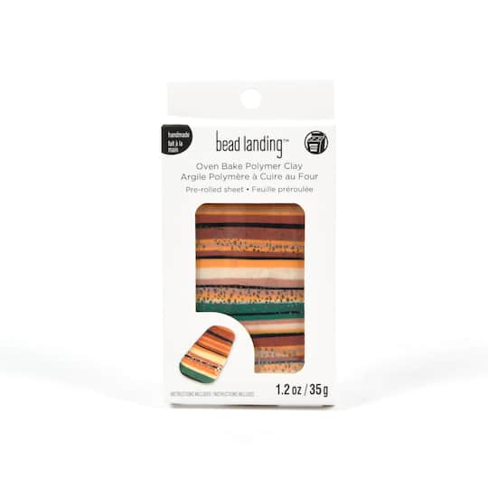 Desert Stripes with Foil Oven Bake Polymer Clay by Bead Landing